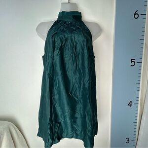 Miss‎ Me MM Couture Dark Green Sleeveless Blouse Choker Collar Medium